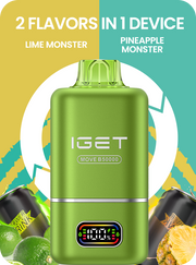 Light green IGET MOVE B50000 vape device with pod top and small LED screen
