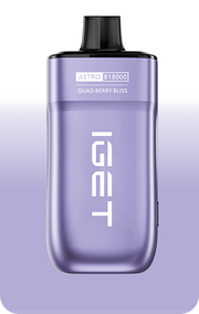 IGET ASTRO B18000 e-cigarette, Quad Berry Bliss flavor, purple device