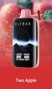 ELFBAR MoonNight 40k puffs vape in black with silver mouthpiece, Two Apple flavor.
