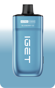 IGET ASTRO B18000 e-cigarette, Blueberry Ice flavor, blue device