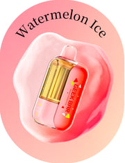 Geek Bar CLR 50k Puffs in Watermelon Ice, pink and clear vape device with drip tip