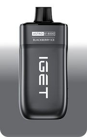 IGET ASTRO B18000 e-cigarette, Blackberry Ice flavor, black device