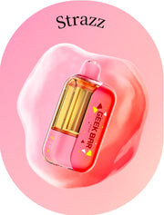 Geek Bar CLR 50k disposable vape; Strazz flavor, clear body with orange-tinted window.
