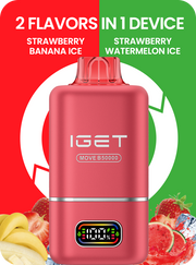Rose-pink IGET MOVE B50000 vape device with pod top and small LED screen