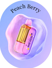 Geek Bar CLR 50k Puffs in Peach Berry, purple and clear vape device with drip tip