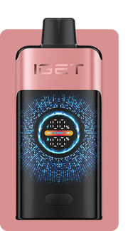 Pod device, dusty rose body with front display showing TURBO and watt icon