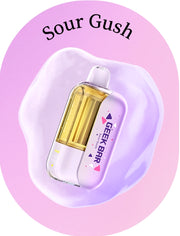 Geek Bar CLR 50k disposable vape; Sour Gush flavor, clear body with amber window.