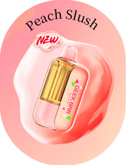 Geek Bar CLR 50k Puffs in Peach Slush, peach-pink and clear vape device with mouthpiece