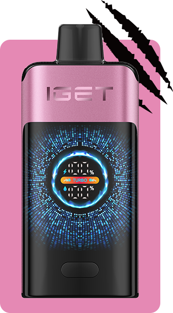 Pod device, beige body with front display showing TURBO and watt value icon