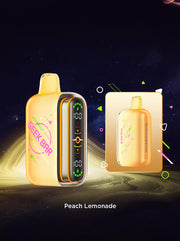 Geek Bar Pulse 2 vape device, golden yellow body with rainbow side stripe and LED screen