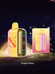 Geek Bar Pulse 2 vape device, golden yellow body with rainbow side stripe and LED screen