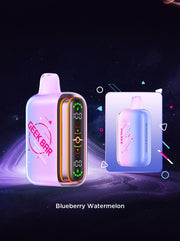Geek Bar Pulse 2 vape device, light purple body with rainbow side stripe and LED screen