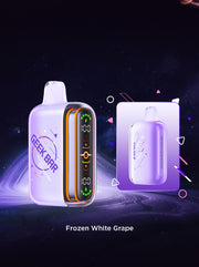 Geek Bar Pulse 2 vape device, pale lavender body with rainbow side stripe and LED screen