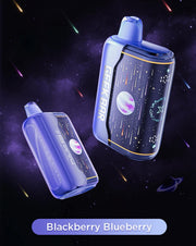Blue disposable vape pod with dark mouthpiece, with a second matching blue pod