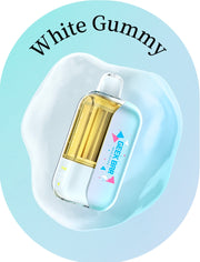Geek Bar CLR 50k disposable vape; White Gummy flavor, clear body with amber window.