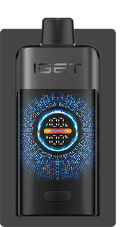 Pod device, dark gray/black body with front LED-style display and power button