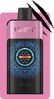 Pod device, pink body with front screen showing TURBO and watt level icon