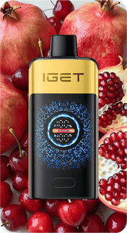 IGET Falcon 25000 puff vape device with black top cap, gold front, and blue display ring