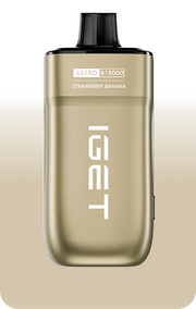 IGET ASTRO B18000 e-cigarette, Strawberry Banana flavor, gold device