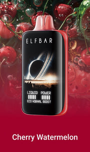 Disposable vape device by ELFBAR, Cherry Watermelon flavor design.