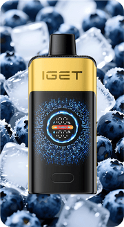 IGET Falcon 25000 puff vape device featuring a gold front panel and blue LED indicator