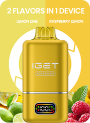 Gold yellow IGET MOVE B50000 vape device with pod top and small LED screen