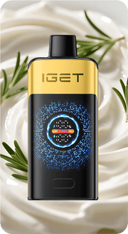 IGET Falcon 25000 puff vape device with gold faceplate, black body, and blue screen