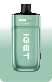 IGET ASTRO B18000 e-cigarette, Miami Mint flavor, green device