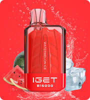 IGET B15000 e-cig pod in red body, Watermelon Ice flavor with metallic top