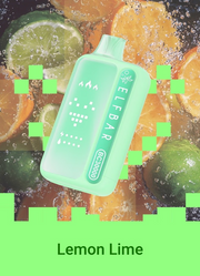 Light mint-green ELF BAR BC 30000 disposable vape, Lemon Lime flavor design.