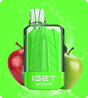 IGET B15000 e-cig pod in green body, Blueberry Pineapple Ice flavor with metallic top