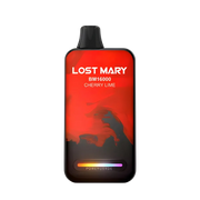 Disposable vape device with black mouthpiece and red panel, Cherry Lime flavor