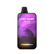 Disposable vape device with black mouthpiece and purple panel, Grape Ice flavor
