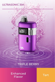 Ultrasonic 35K vape device in purple, triple berry flavor, black mouthpiece