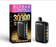 Elfbar Raya D3 Pro vape package and device, black edition, 30,000 puffs