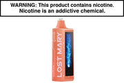 Disposable vape pod device, coral-pink body with vertical window and mouthpiece