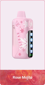 Elfbar Ice King Pro 40K vape in pink, Rose Mojito flavor design
