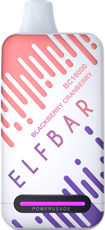 ELF BAR BC18000 disposable vape in pink with Blackberry Cranberry flavor label