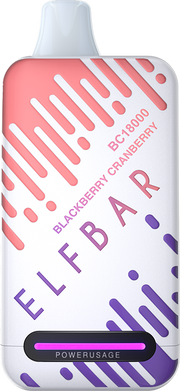 ELF BAR BC18000 disposable vape in pink with Blackberry Cranberry flavor label