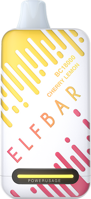 ELF BAR BC18000 disposable vape in yellow with Cherry Lemon flavor label