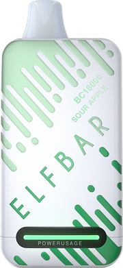 ELF BAR BC18000 disposable vape in pale green with Sour Apple flavor label