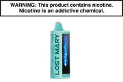 Teal disposable vape device with top mouthpiece and side display window