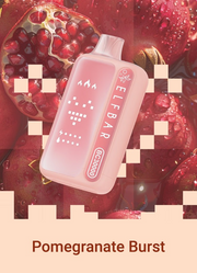 Light pink ELF BAR BC 30000 disposable vape, Pomegranate Burst flavor design.