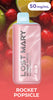 Lost Mary MT15000 Turbo e-liquid pod in light pink, Rocket Popsicle flavor, blue top.