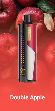ELF Bar e-shisha disposable vape in Double Apple, white/black body with rainbow stripe