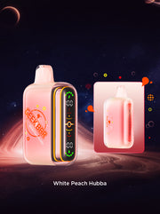 Geek Bar Pulse 2 vape device, pale peach body with rainbow side stripe and LED screen