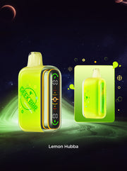 Geek Bar Pulse 2 vape device, bright green body with rainbow side stripe and LED screen