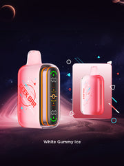 Geek Bar Pulse 2 vape device, rosy pink body with rainbow side stripe and LED screen