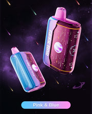 Pink and blue disposable vape pods with dark mouthpieces, two units shown