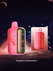 Geek Bar Pulse 2 vape device, red-pink body with rainbow side stripe and LED screen